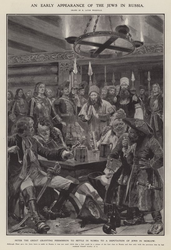 En tidlig opptreden av jødene i Russland (litho) av Richard Caton II (after) Woodville