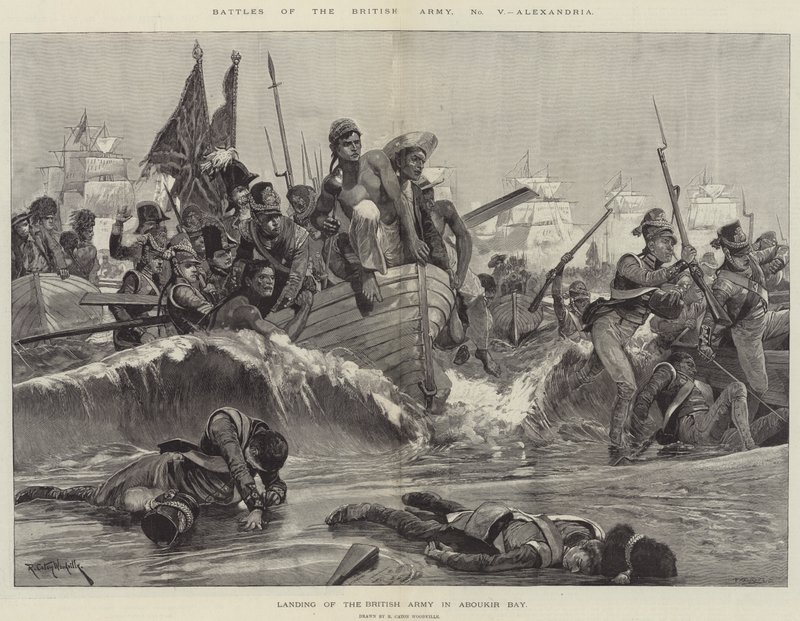 Slaget om den britiske hæren, Alexandria (gravering) av Richard Caton II (after) Woodville