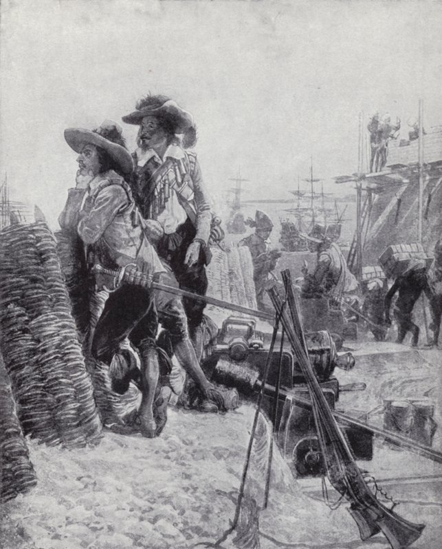 Grunnleggelsen av Fort St George, Madras, av Francis Day fra East India Company av Richard Caton II (after) Woodville