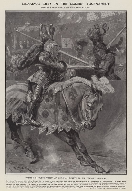 Middelalderlister i den moderne turneringen (litho) av Richard Caton II (after) Woodville