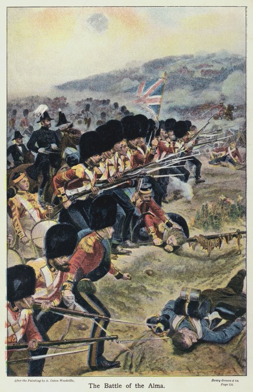 Slaget ved Alma (farge litho) av Richard Caton II (after) Woodville