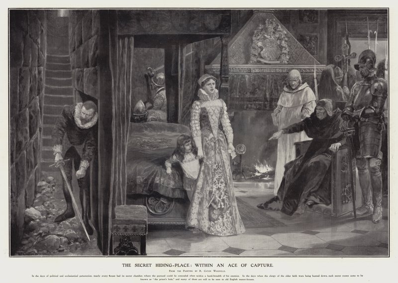 Det hemmelige gjemmestedet: innenfor et fangst-ess (litho) av Richard Caton II (after) Woodville