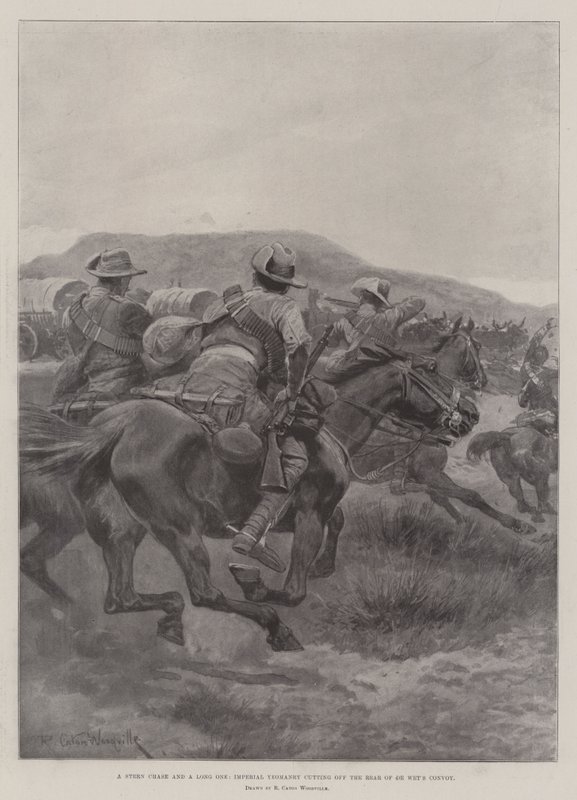 En streng jakt og en lang en, Imperial Yeomanry kuttet av baksiden av De Wets konvoi av Richard Caton Woodville junior
