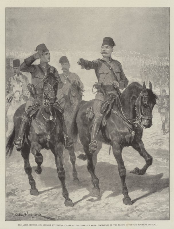 Brigadegeneral Sir Herbert Kitchener, Sirdar fra den egyptiske hæren, sjef for troppene som rykker frem mot Dongola av Richard Caton Woodville junior