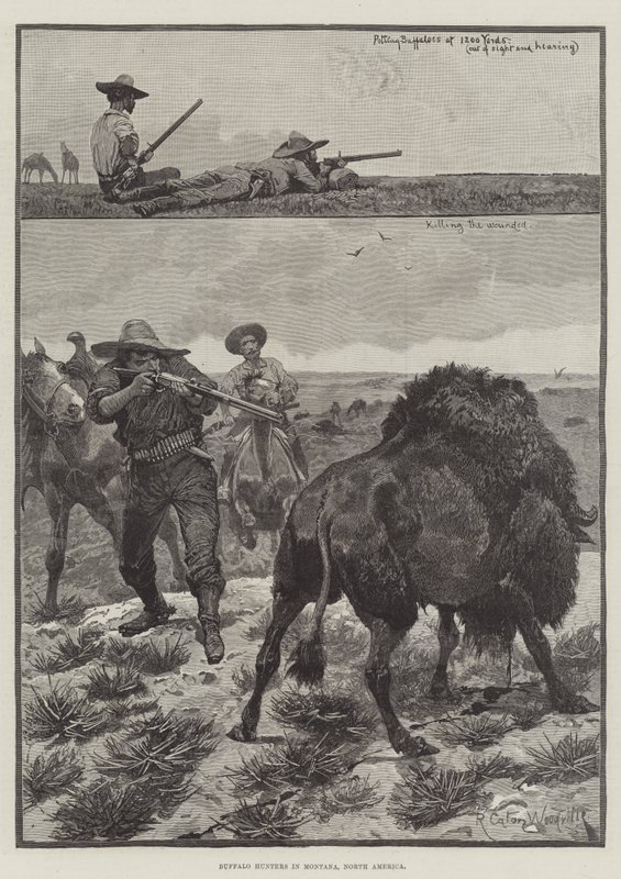Buffalo Hunters i Montana, Nord-Amerika av Richard Caton Woodville junior