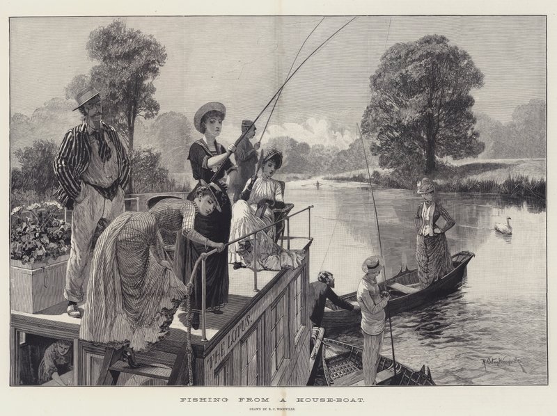 Fiske fra en husbåt av Richard Caton Woodville junior