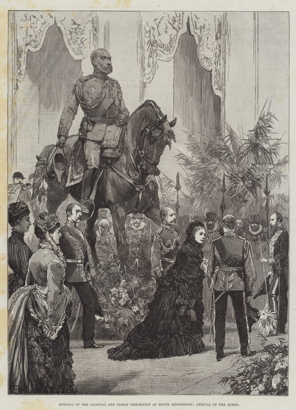 Åpning av Colonial and Indian Exhibition i South Kensington, ankomst av dronningen av Richard Caton Woodville junior