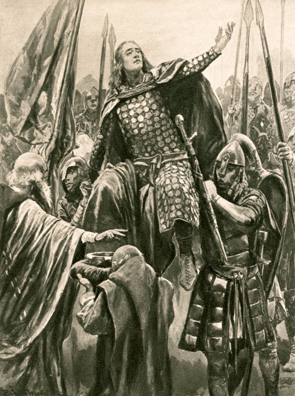 Høyden til Edward den eldste ved kroningen hans i Kingston-on-Thames, Whitsunday, 901 av Richard Caton Woodville junior