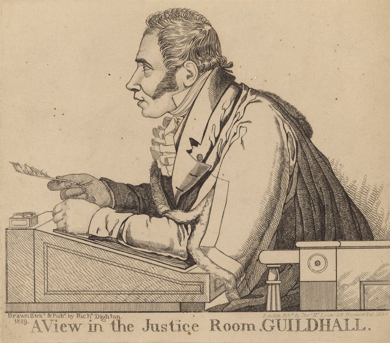 Sir Matthew Wood; Utsikt i Justice Room, Guildhall av Richard Dighton