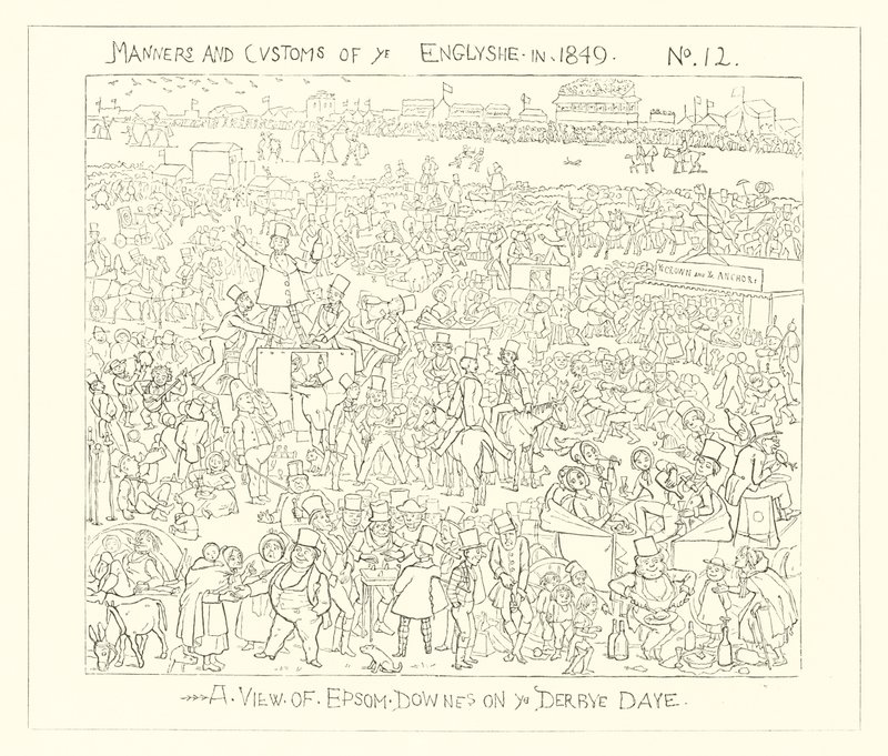1849, En utsikt over Epsom Downs på Derbydagen av Richard Doyle