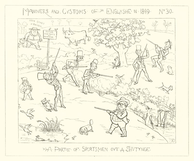 1849, En gruppe idrettsutøvere ute og skyter av Richard Doyle
