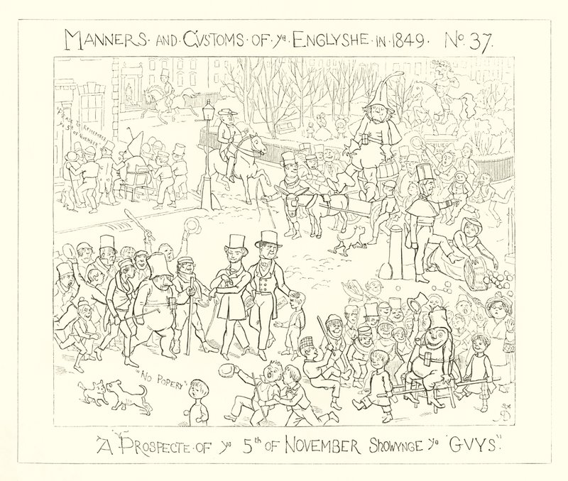 1849, et prospekt av 5. november som viser gutta av Richard Doyle