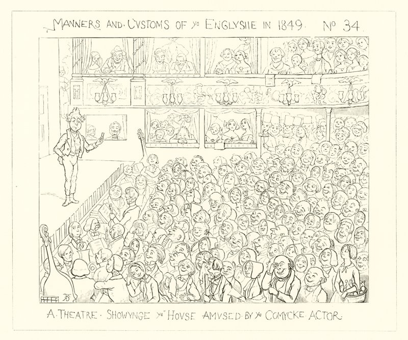 1849, Et teater som viser huset underholdt av den komiske skuespilleren av Richard Doyle