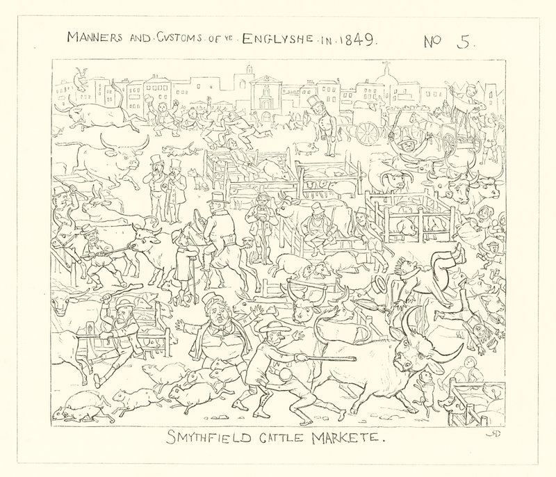 1849, Smithfield Cattle Market av Richard Doyle