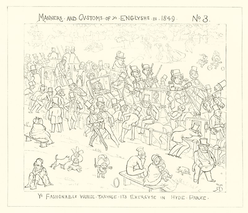 1849, Den fasjonable verden tar sin øvelse i Hyde Park av Richard Doyle