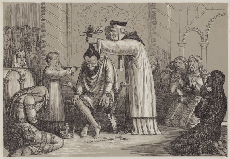 Barberøs behandling av Henry I, av en normannisk biskop (akvatint) av Richard Doyle