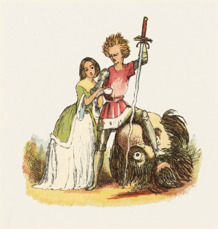 Illustrasjon for Jack The Giant Killer (farge litho) av Richard Doyle