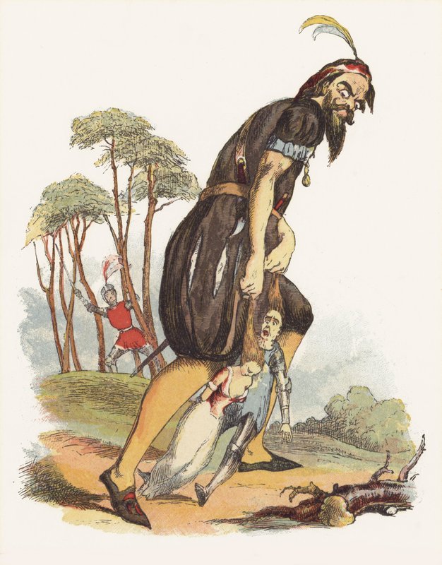Illustrasjon for Jack The Giant Killer (farge litho) av Richard Doyle