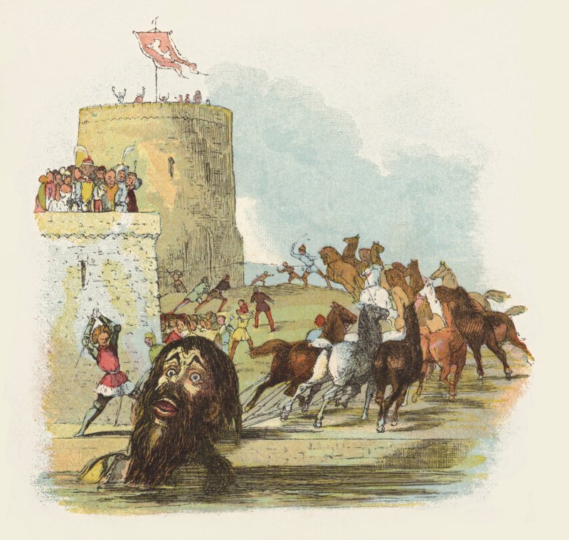 Illustrasjon for Jack The Giant Killer (farge litho) av Richard Doyle