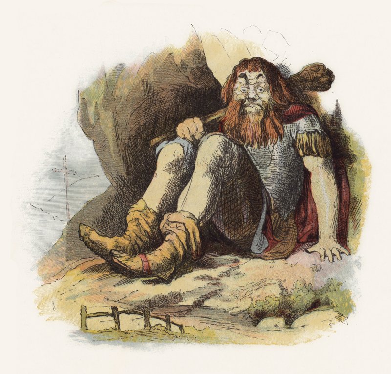 Illustrasjon for Jack The Giant Killer (farge litho) av Richard Doyle