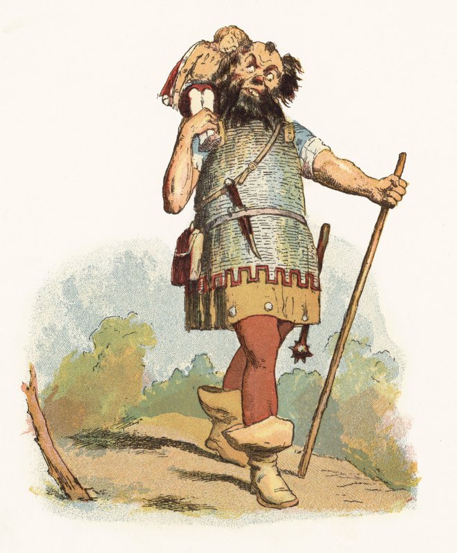 Illustrasjon for Jack The Giant Killer (farge litho) av Richard Doyle