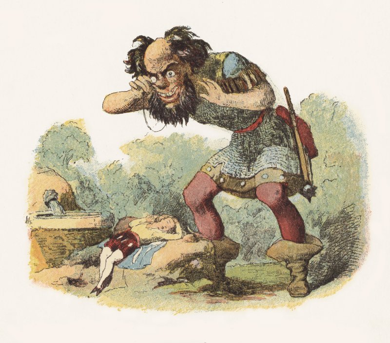 Illustrasjon for Jack The Giant Killer (litho-farge) av Richard Doyle