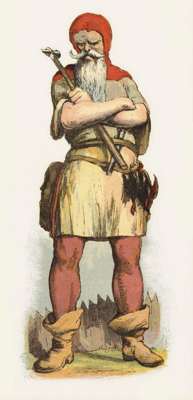 Illustrasjon for Jack The Giant Killer (farge litho) av Richard Doyle