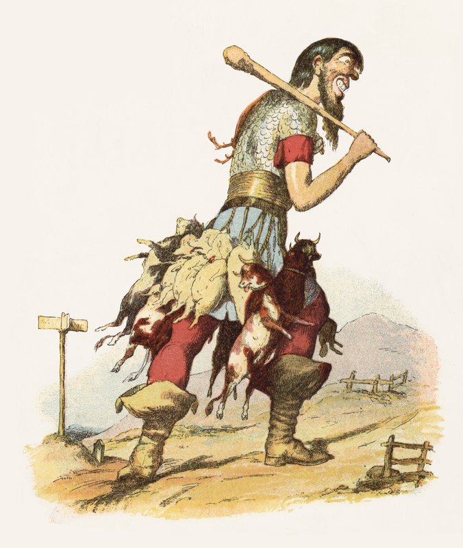 Illustrasjon for Jack The Giant Killer (farge litho) av Richard Doyle