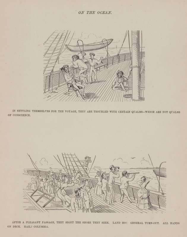 Side fra The American Tour of Mrs Brown, Jones and Robinson (gravering) av Richard Doyle