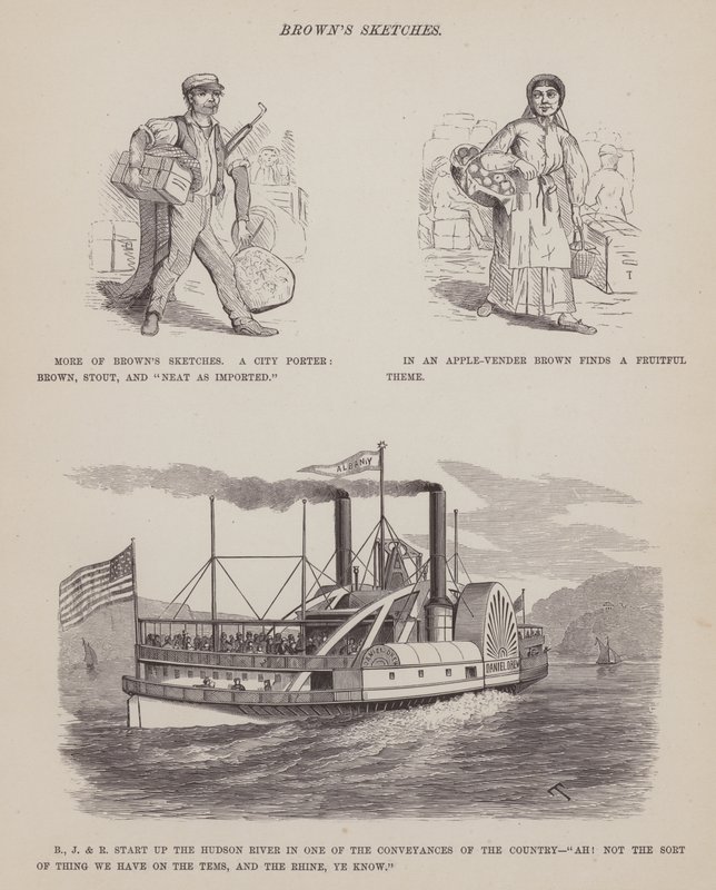 Side fra The American Tour of Mrs Brown, Jones and Robinson (gravering) av Richard Doyle