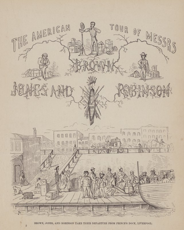 Side fra The American Tour of Mrs Brown, Jones and Robinson (gravering) av Richard Doyle