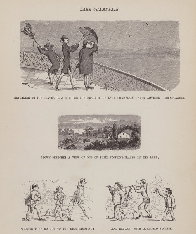 Side fra The American Tour of Mrs Brown, Jones and Robinson (gravering) av Richard Doyle