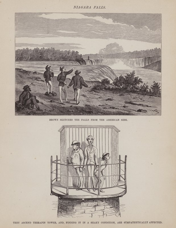 Side fra The American Tour of Mrs Brown, Jones and Robinson (gravering) av Richard Doyle