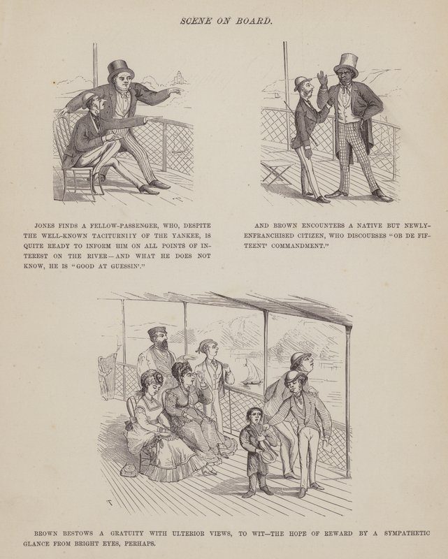 Side fra The American Tour of Mrs Brown, Jones and Robinson (gravering) av Richard Doyle