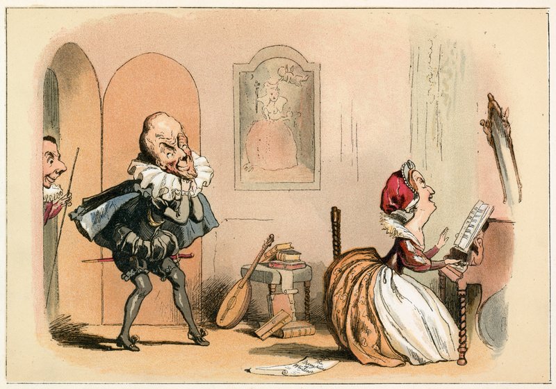 Dronning Elizabeth I og den skotske ambassadøren av Richard Doyle