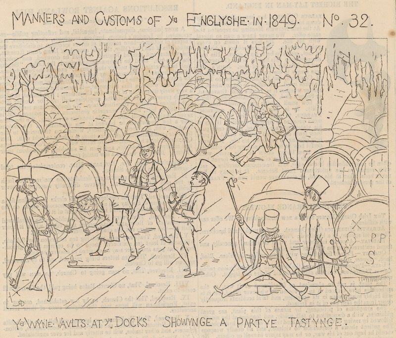 Vinhvelvene ved bryggene, viser en festsmaking av Richard Doyle
