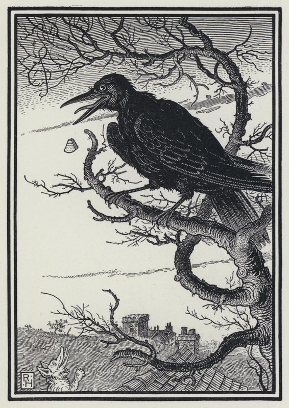 The Fox And The Crow (gravering) av Richard Heighway