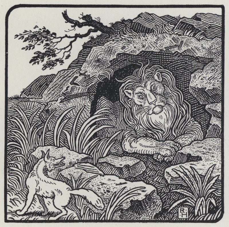 Løven, reven og udyrene (gravering) av Richard Heighway