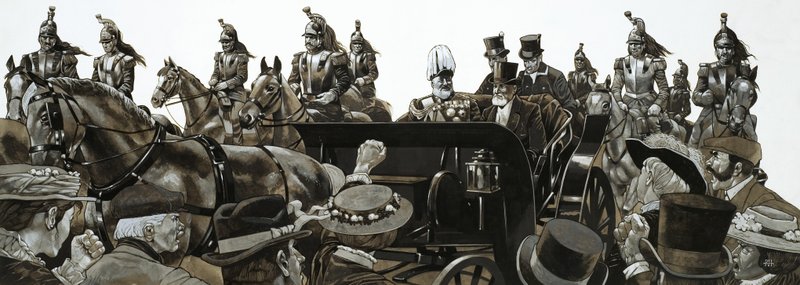 Folkemengder hånet og buet da kong Edward kjørte i statsseremoni gjennom Paris av Richard Hook