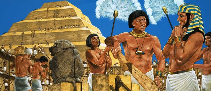 Imhotep, astronomen og arkitekten, med faraoen Zoser av Richard Hook