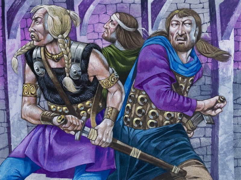 Sir Galahad, sammen med Percival og Bors av Richard Hook