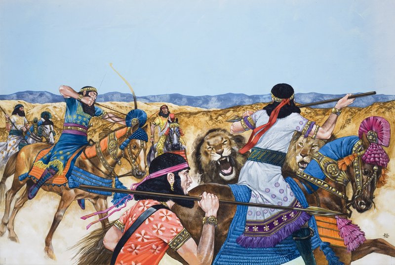 Krigere (gouache på papir) av Richard Hook