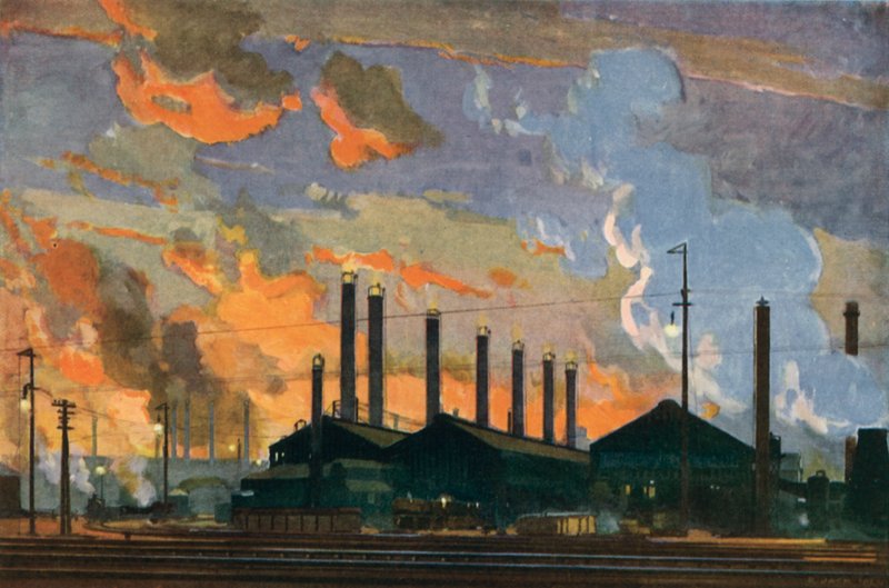 British Industries, Steel (farge litho) av Richard Jack