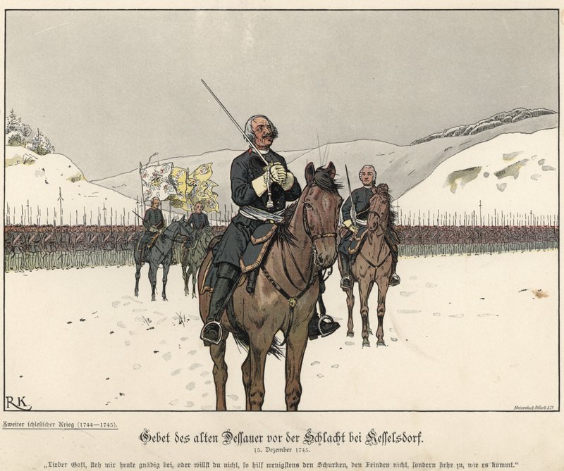 Bønn til prins Leopold av Anhalt-Dessau før slaget ved Kesselsdorf av Richard Knoetel