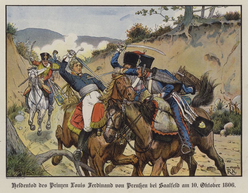 Heroisk død av prins Louis Ferdinand av Preussen i slaget ved Saalfeld av Richard Knotel