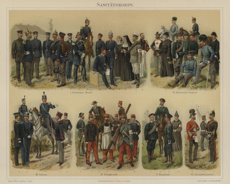 Medisinsk korps av europeiske hærer (farge litho) av Richard Knotel