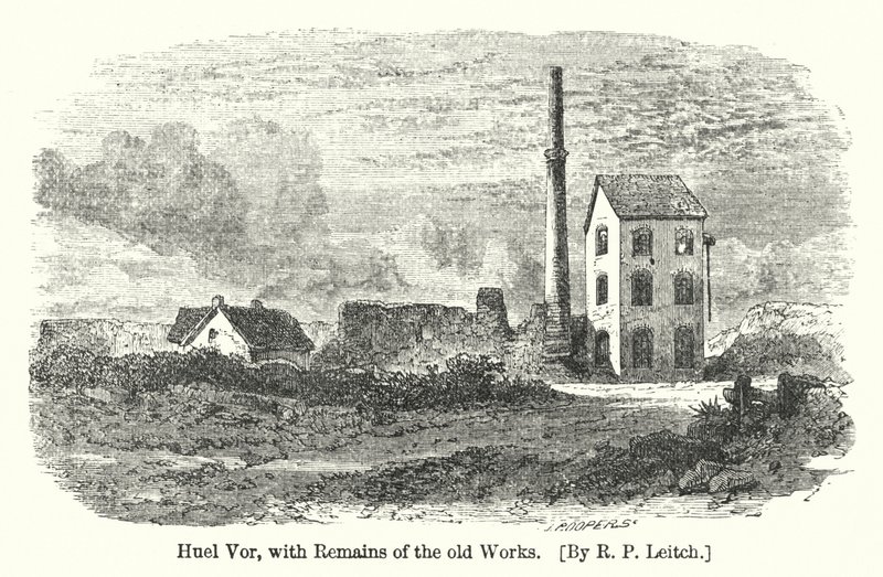 Huel Vor, med rester av de gamle verkene (gravering) av Richard Principal (after) Leitch