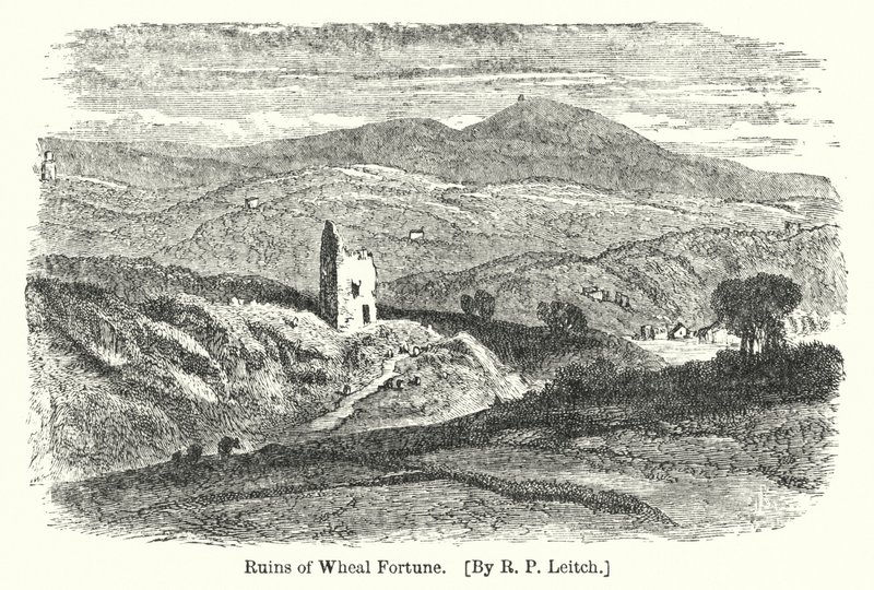 Ruins of Wheal Fortune (gravering) av Richard Principal (after) Leitch