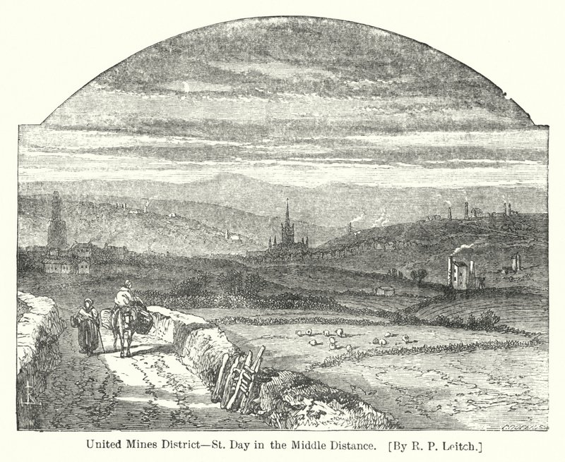 United Mines District, St Day in the Middle Distance (gravering) av Richard Principal (after) Leitch