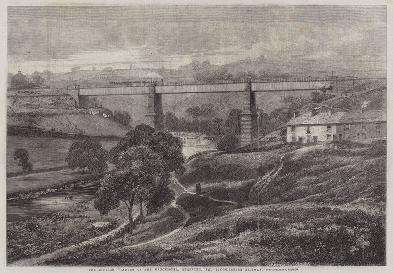 Mottram-viadukten på jernbanen Manchester, Sheffield og Lincolnshire av Richard Principal Leitch